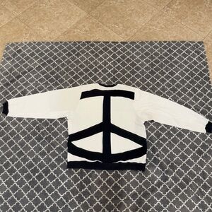 EB Denim Black and White peace crew scoop neck sweatshir
